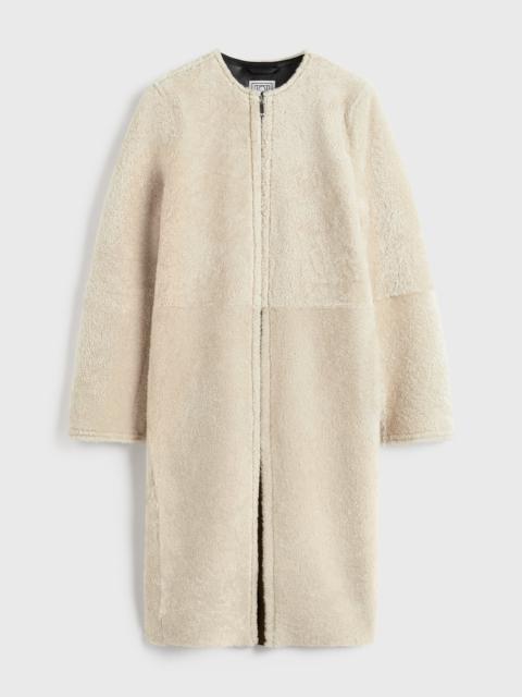 TOTEME Zipped teddy shearling coat cream