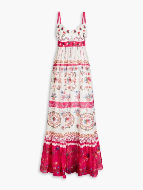 Other Designers Naki cutout printed linen maxi dress