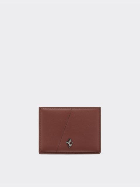 Ferrari Leather card case with diagonal stitching