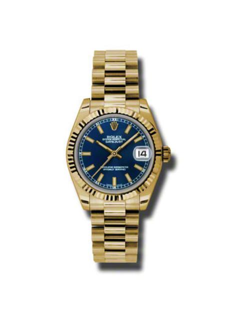 ROLEX Rolex Lady-Datejust 31 Blue Dial 18K Yellow Gold President Automatic Ladies Watch 178278BLSP