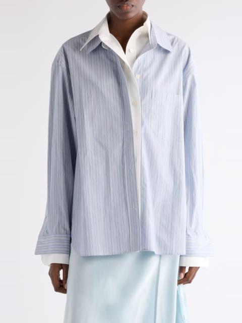 Acne Studios Acne Studios Soublera Layered Stripe Button-Up Shirt in Blue/White at Nordstrom