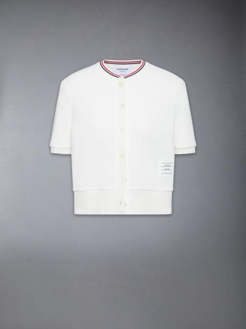 Thom Browne COTTON WAFFLE SHORT SLEEVE CARDIGAN
