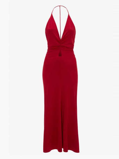Victoria Beckham V-Neck Ruched Cami Midi Dress In Rose