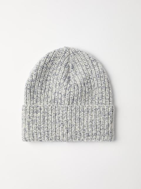 Brunello Cucinelli Cashmere chiné rib knit beanie