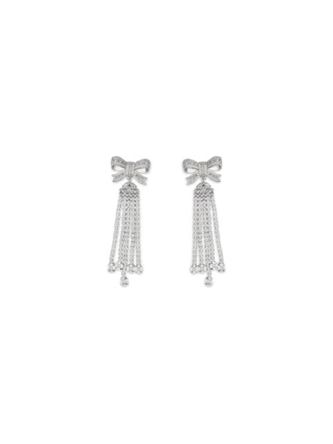 self-portrait Self-portrait Crystal Bow Drop Earrings Silver