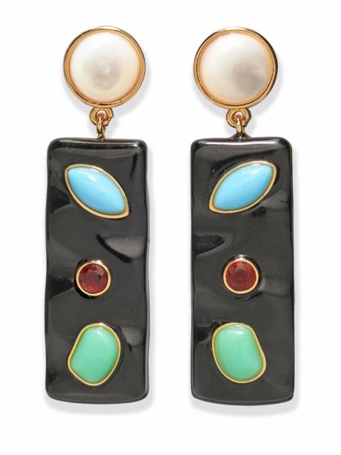 LIZZIE FORTUNATO Lizzie Fortunato Tessera Drop Earrings in Black Multi at Nordstrom