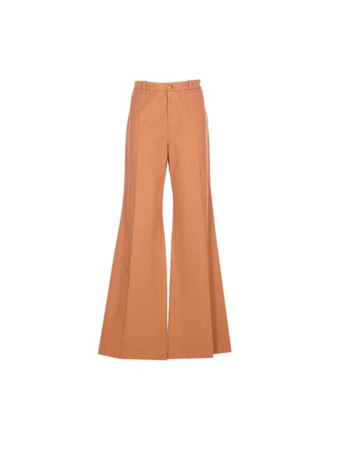 Chloé Chloe' Women High-Rise Flared Pants In Cotton Canvas