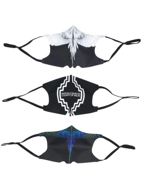 Marcelo Burlon County Of Milan Wings print face masks (pack of 3)