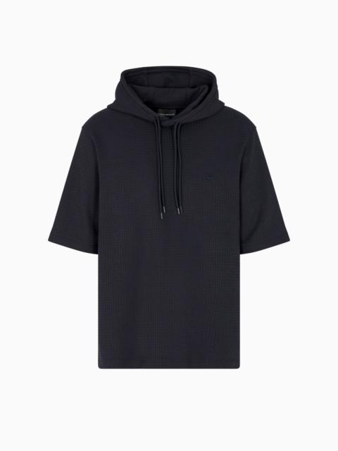 EMPORIO ARMANI ASV LYOCELL-BLEND JACQUARD JERSEY HOODED SWEATSHIRT