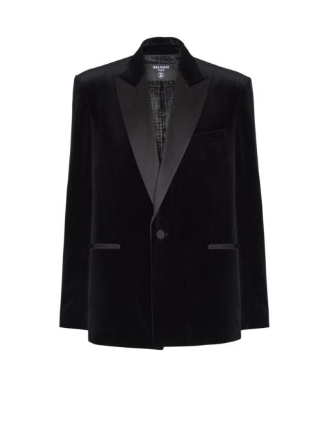 Balmain Velvet and satin 1-button blazer