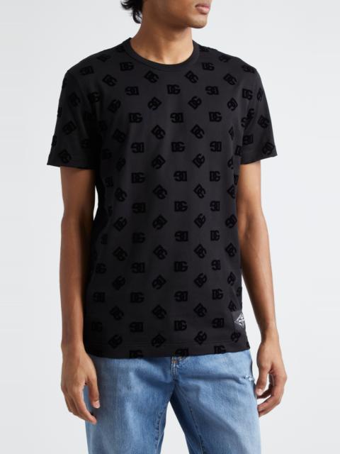 Dolce & Gabbana Dolce&Gabbana Re-Edition Flocked Logo Cotton T-Shirt in N0000 Nero at Nordstrom