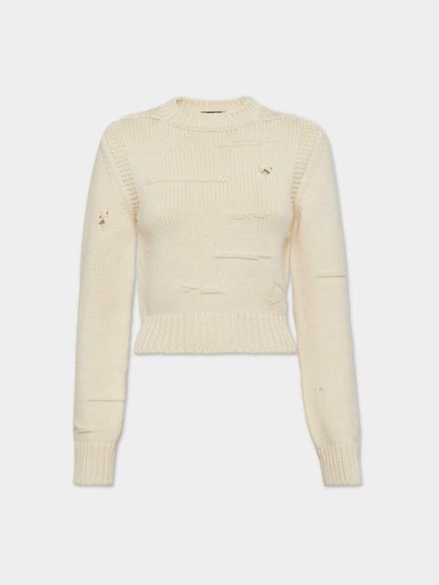 WOOL LINKS STITCH CROPPED JUMPER