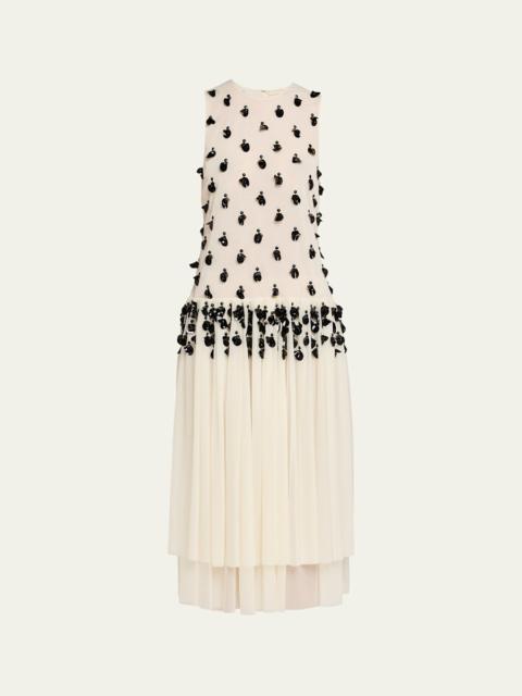 diotima Embellished Sleeveless Tiered Midi Dress
