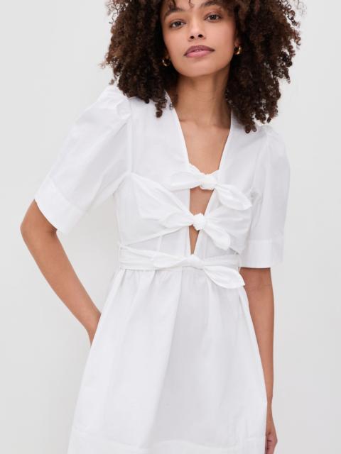 GANNI Stretch Cotton Mini Tie Strap Dress