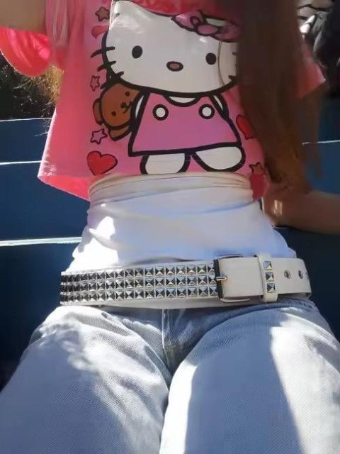 Other Designers Japanese Brand - Y2K White Belt Pyramid Studded Punk