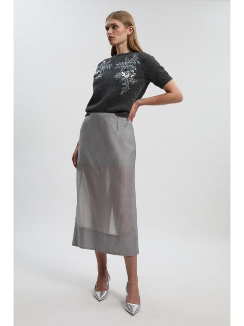 KAREN MILLEN Archive- Sheer Organdie Woven Midi Skirt