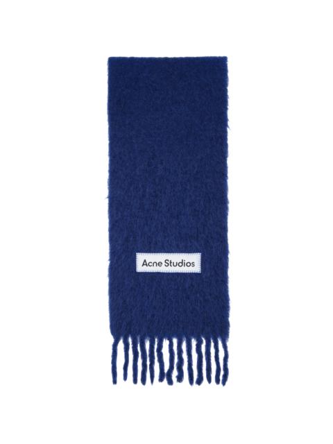 Acne Studios Blue Wool Fringe Scarf