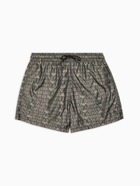 EMPORIO ARMANI SWIM SHORTS WITH ALL-OVER JACQUARD LOGO