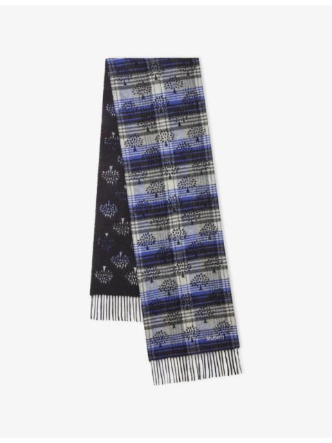 Mulberry Heritage Check and Tree Wool Scarf