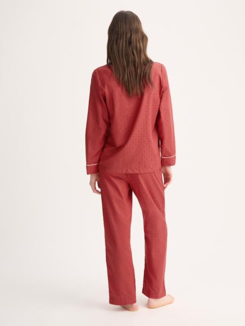 Derek Rose Women's Pajamas Cotton Jacquard Red Rose Motif