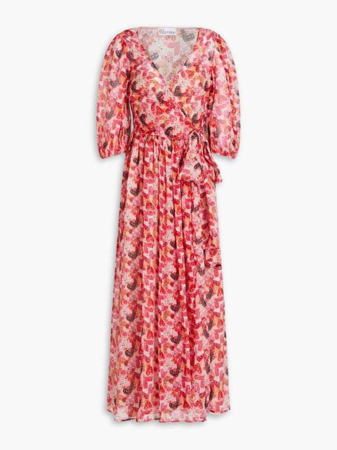 REDValentino Printed silk-voile midi wrap dress