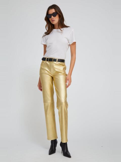SPRWMN METALLIC GOLD LEATHER 5 POCKET SLIM STRAIGHT