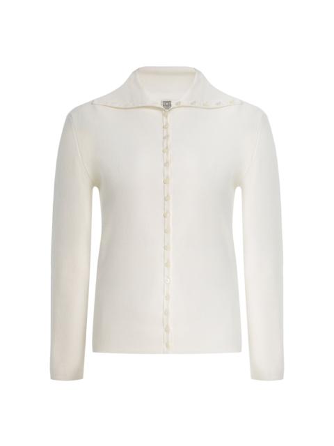 TOTEME Knit Polo Cardigan white