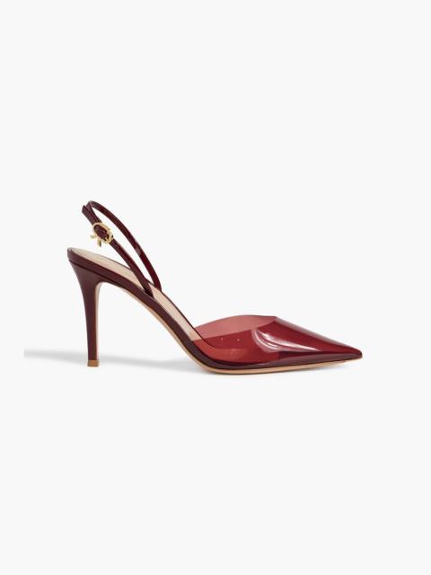 Gianvito Rossi Ribbon D'Orsay 85 patent-leather and PVC slingback pumps
