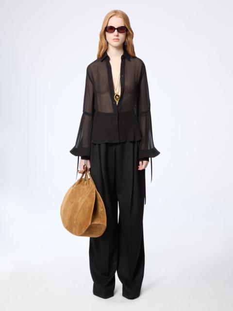 NINA RICCI Silk See-Through Shirt With Bow Details