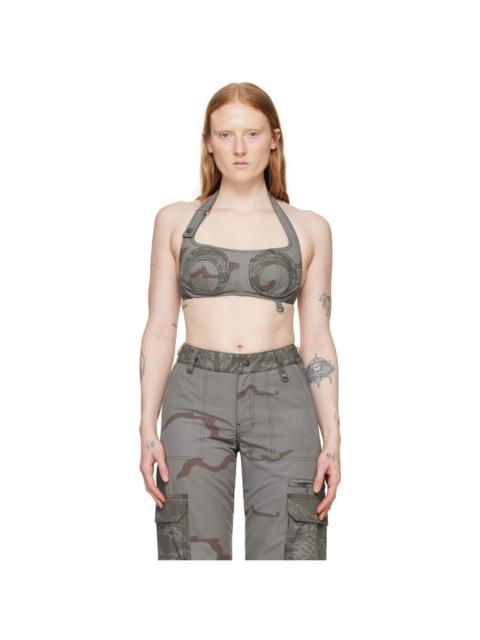 Marine Serre Gray Regenerated Camo Bra