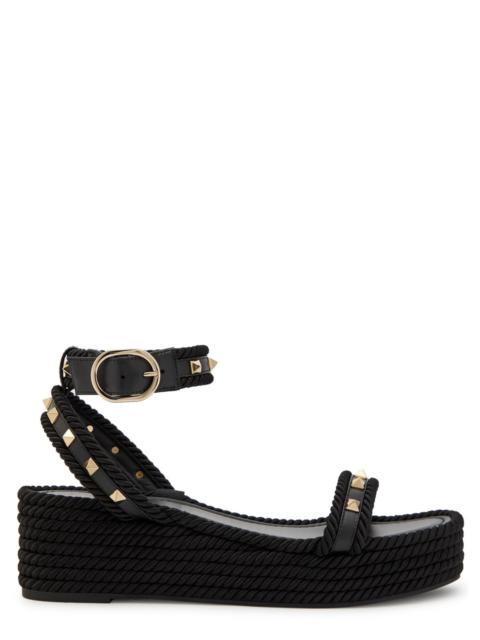 Valentino Valentino Rockstud Torchon Silk Espadrille Wedge Sandals