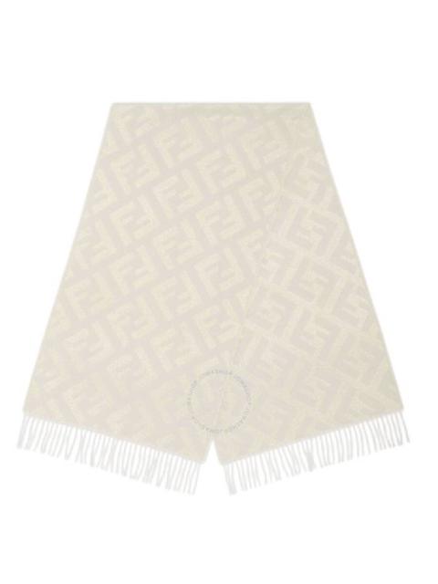 Fendi Jacquard Fringed Edges Cashmere Scarf