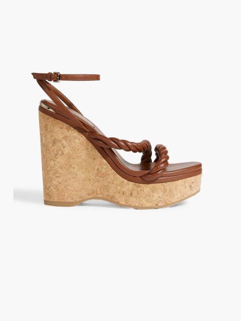 JIMMY CHOO Diosa 130 twisted leather wedge sandals