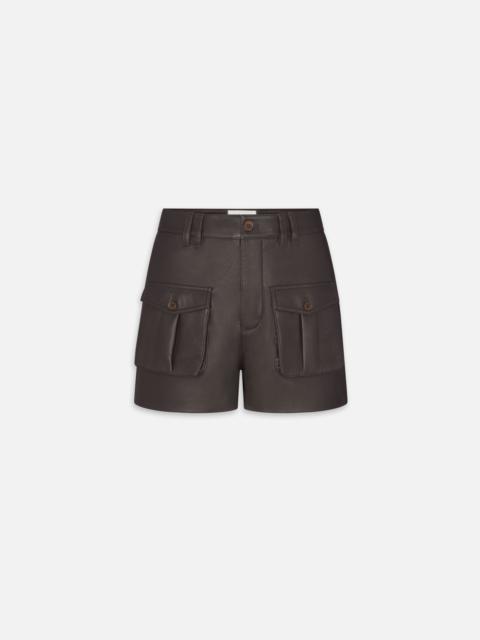 FRAME The Leather Scout Short in Truffle
