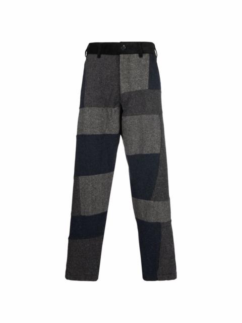 contrast patchwork straight-leg trousers