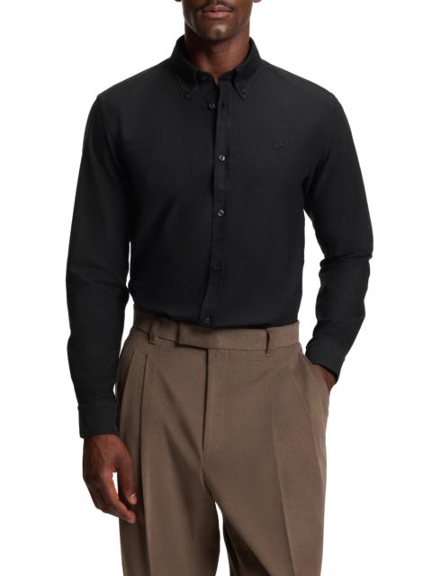 BOSS BOSS Roan Slim Fit Solid Cotton Button-Down Shirt in Black at Nordstrom