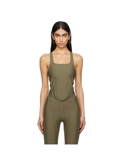 MUGLER Khaki Corseted Tank Top