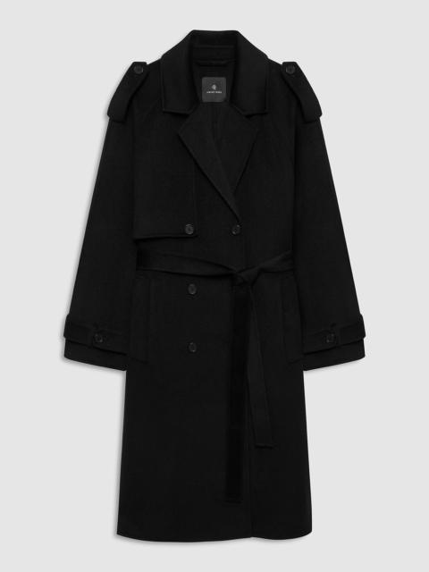 ANINE BING Rickie Maxi Trench - Black Cashmere Blend