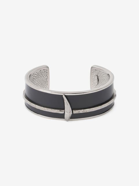 Roberto Cavalli Black and Palladium Rigid Bracelet with Fang