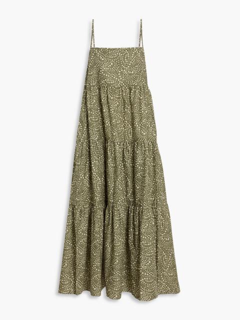 MATTEAU Tiered floral-print cotton-poplin maxi dress