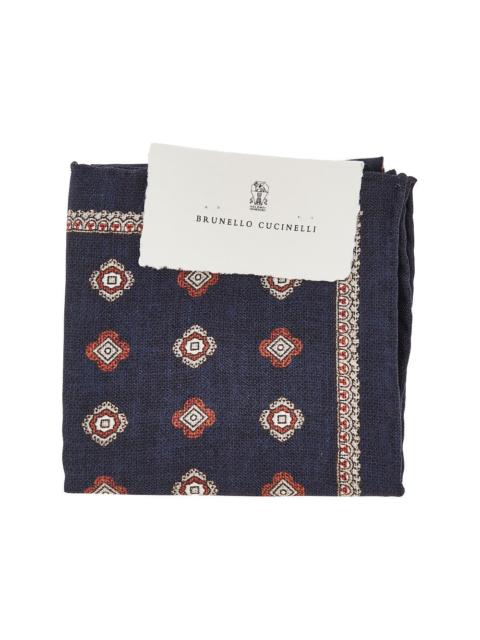 Brunello Cucinelli Brunello Cucinelli Jacquard Silk Pocket Square Blue