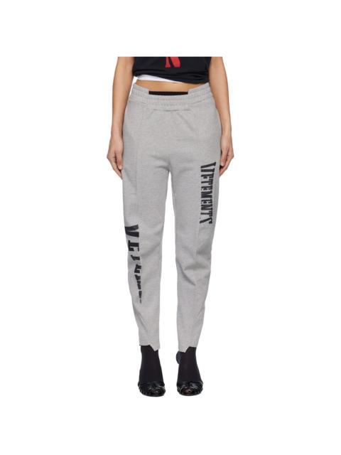 VETEMENTS Gray Cut Up Logo Sweatpants