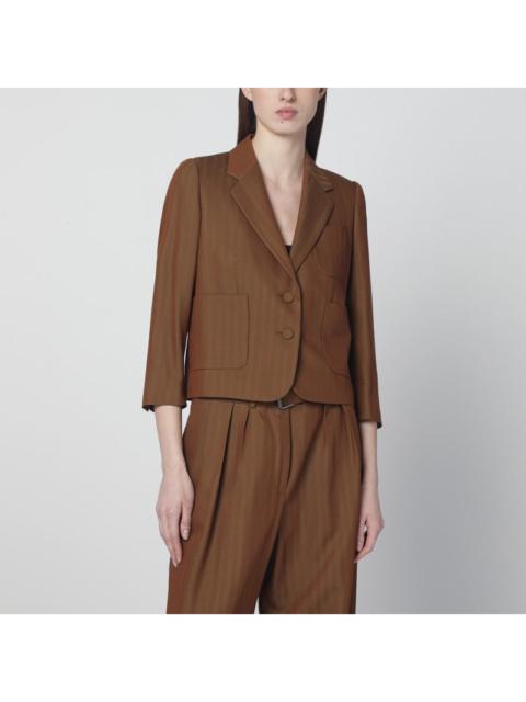 Dries Van Noten Dries Van Noten Brown Cropped Wool-Blend Jacket Women