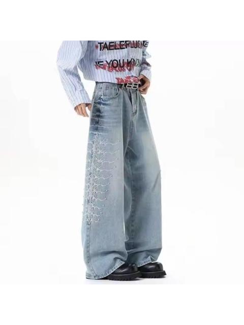 Other Designers Japanese Brand - 🔥 RARE Y2K Light Wash Wide Leg Embellished Jeans