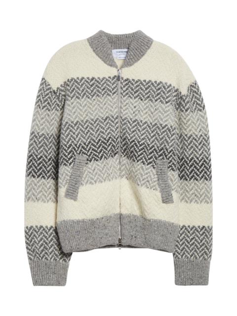 Thom Browne Thom Browne Stripe Herringbone Wool & Mohair Jacket in Tonal Grey at Nordstrom