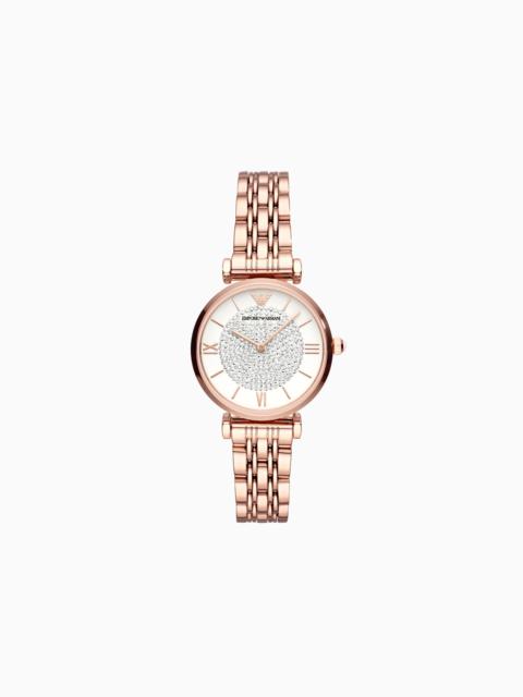 EMPORIO ARMANI WOMEN'S TWO-HAND ROSE GOLD-TONE STAINLESS STEEL WATCH