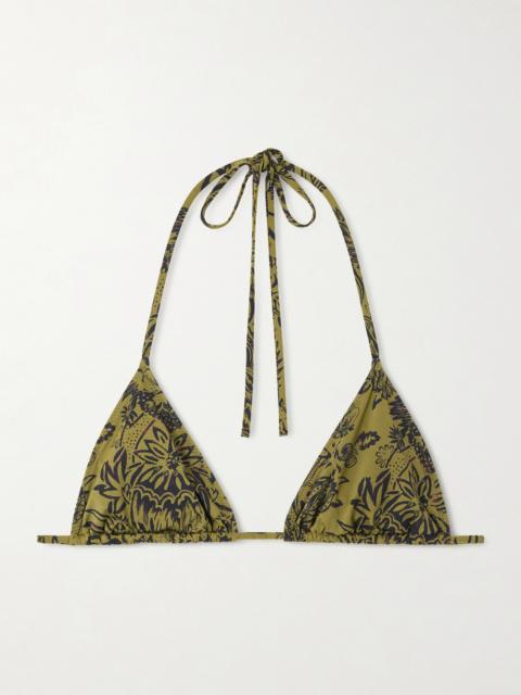 ULLA JOHNSON Maya Printed Triangle Bikini Top