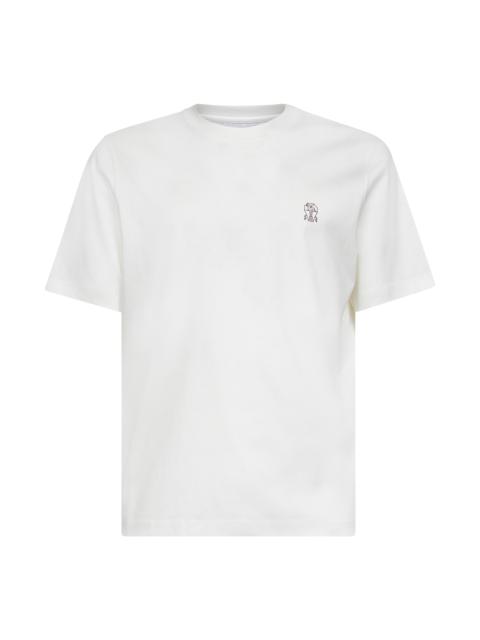 Brunello Cucinelli Brunello Cucinelli Men White Solomeo Crest T-Shirt