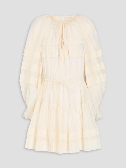 ULLA JOHNSON Polly tiered cotton and silk-blend voile mini dress