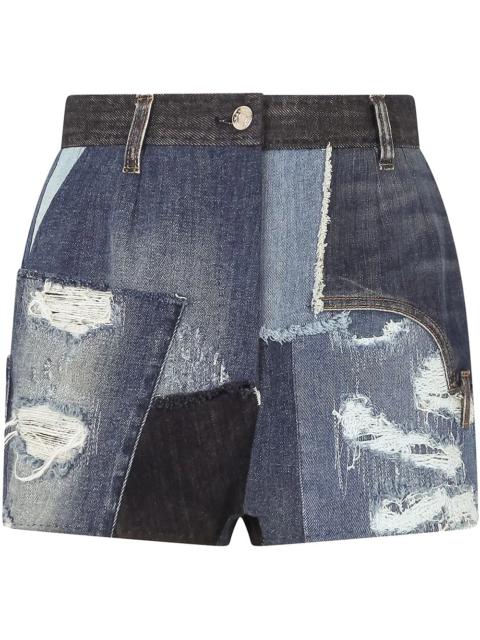 Dolce & Gabbana distressed patchwork denim shorts
